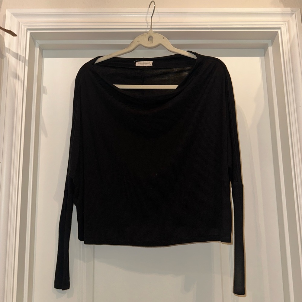 Black Long Sleeve Off The Shoulder Top